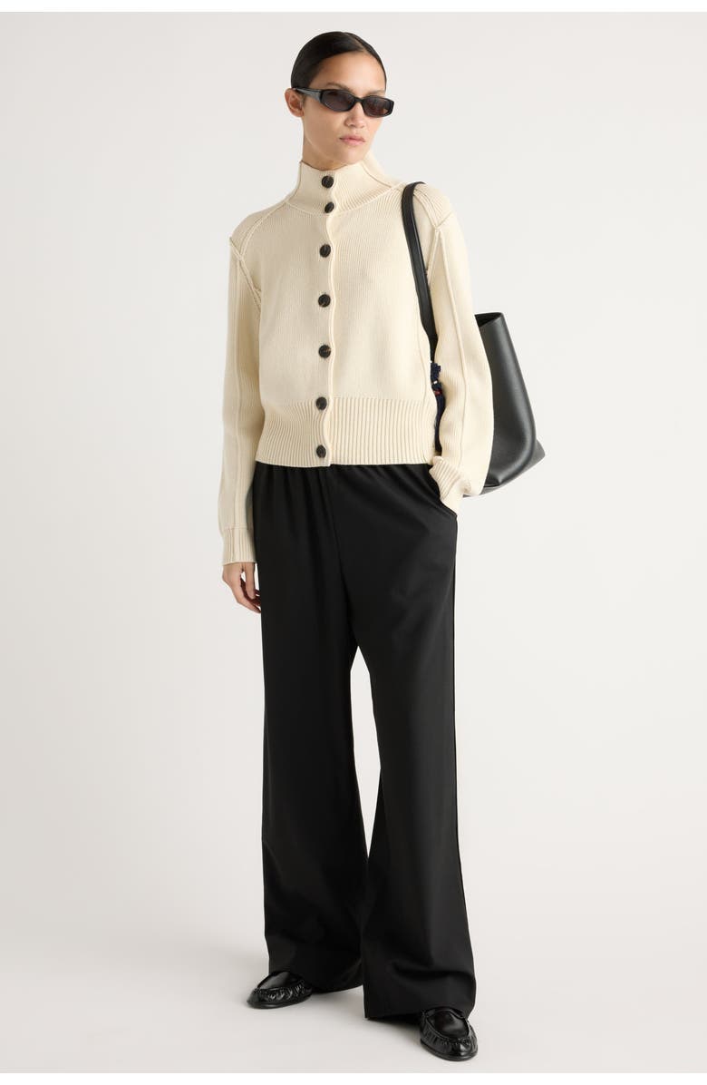 Modern Citizen Clove Button Mock-Neck Knit Cardigan, Alternate, color, Cream