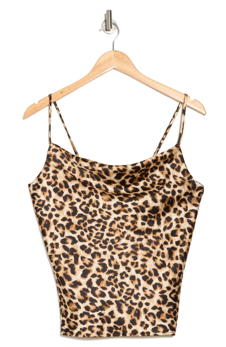 Renee C Leopard Print Satin Camisole, Alternate, color, Chocolate