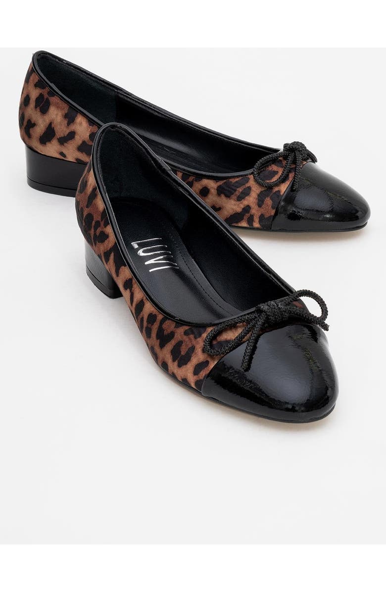 Prologue Shoes Julien Bow Detail Block Heel Flat, Main, color, Leopard