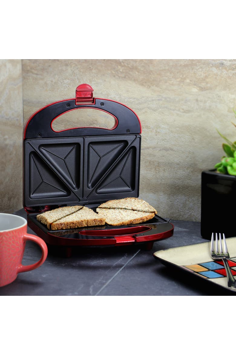 Panini Press Sandwich Maker and Grill, Alternate, color, Red