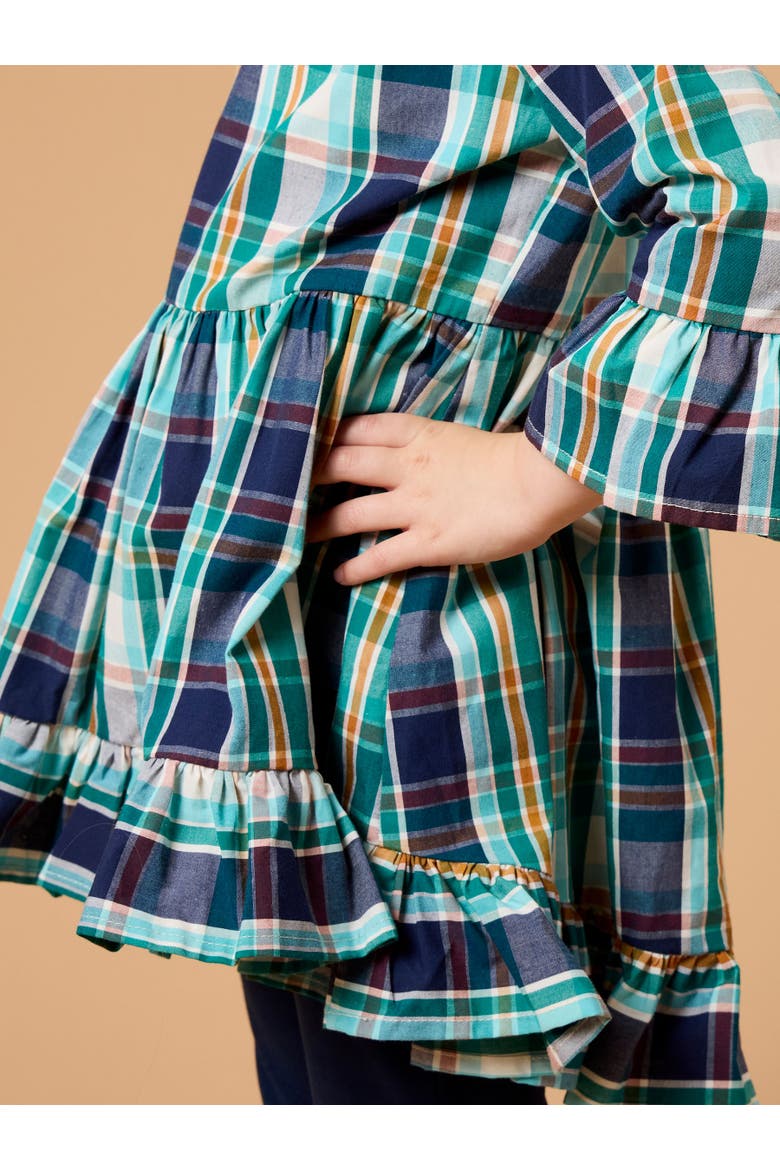 Baby Girls High Low Ruffle Tunic, Alternate, color, Forrest Plaid