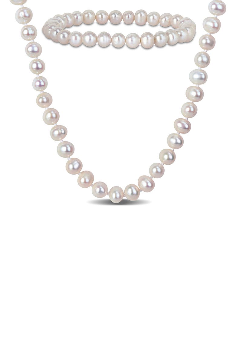 DELMAR Cultured Freshwater Necklace & Bracelet Set, Main, color, White