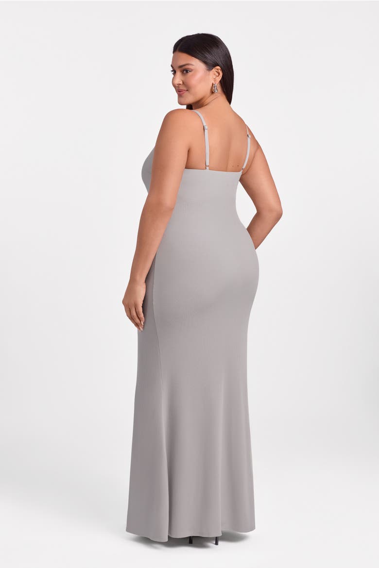 Sculpting Shapewear Rib Scoop Neck Cami Maxi Dress, Alternate, color, Heather Grey Rib