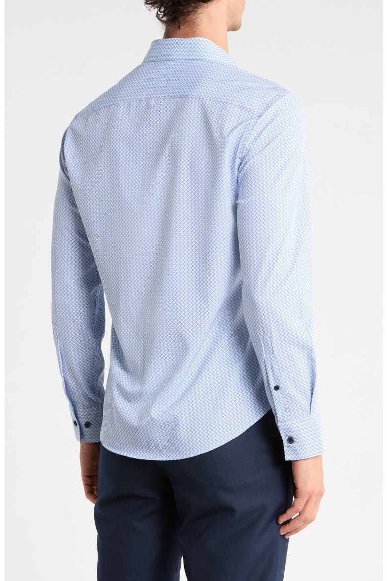 Crosshatch Long Sleeve Button Up Shirt, Alternate, color, WHITE/ BLUE