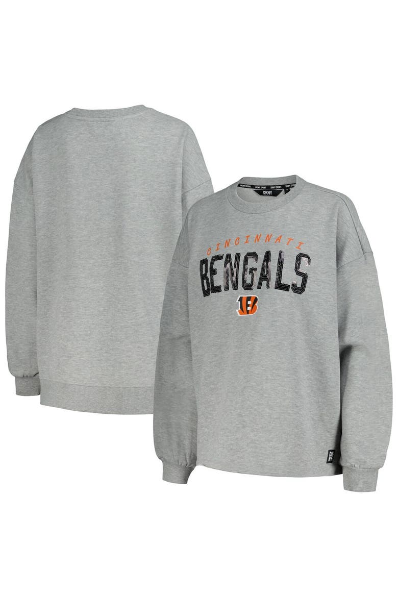 Women's DKNY Sport Heather Charcoal Cincinnati Bengals Penelope Pullover Sweatshirt, Alternate, color, Heather Charcoal