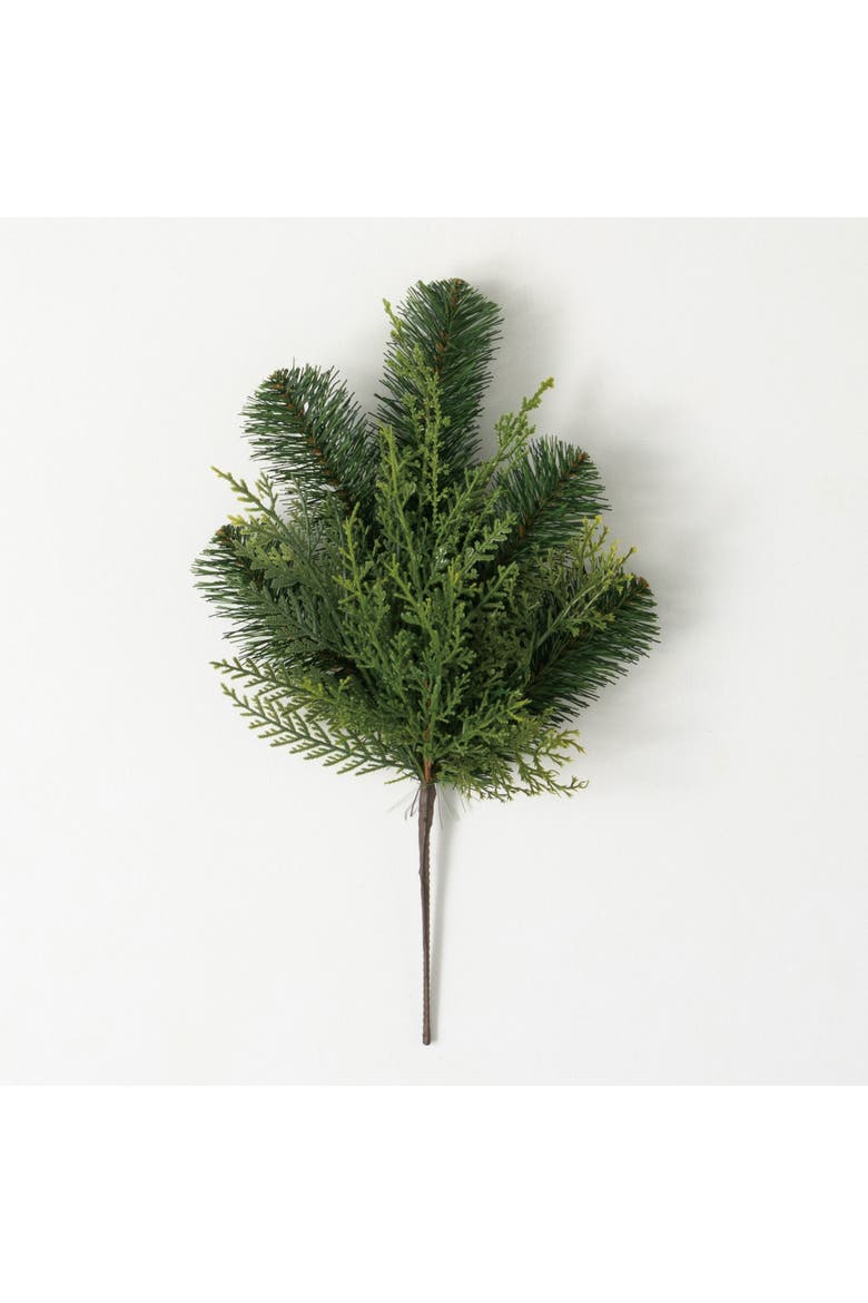 Sullivan's Christmas Douglas Fir Pick, Dark Green Faux Floral Stem for Crafting, Weddings, Home and Holiday Decoration, 15 Inch, Main, color, Green