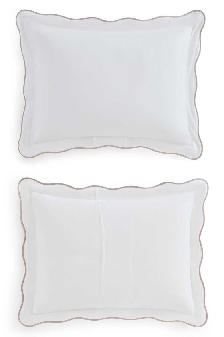 Simple Scallop Cotton Percale Duvet Set, Alternate, color, WHITE/ FEATHER
