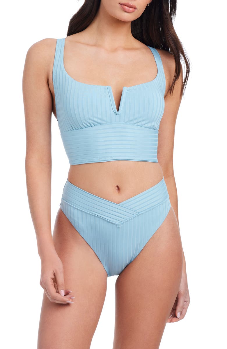 Sanctuary Refresh Rib V-Front High Cut Bikini Bottoms, Alternate, color,