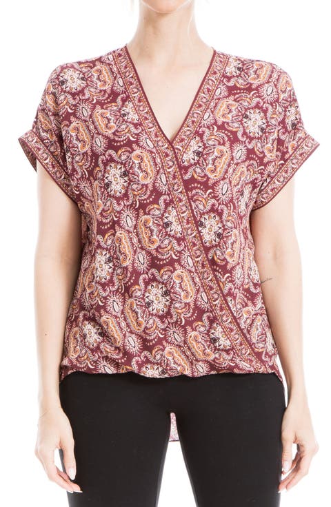 Patterned Surplice Crepe Blouse