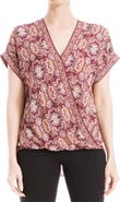 MAX STUDIO Patterned Surplice Crepe Blouse