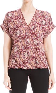 MAX STUDIO Patterned Surplice Crepe Blouse