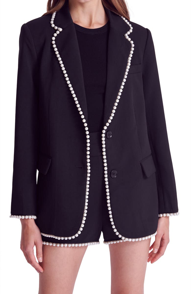 Endless Rose Premium Imitation Pearl Trim Blazer, Alternate, color, 