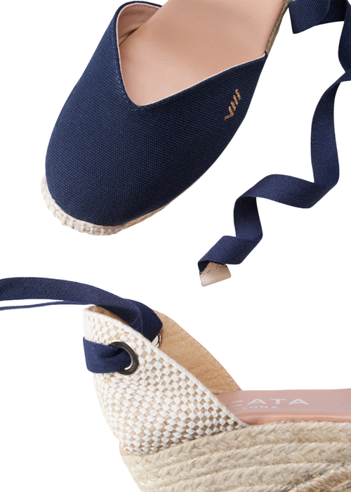 Viscata Gava Canvas Espadrille Wedges In Navy