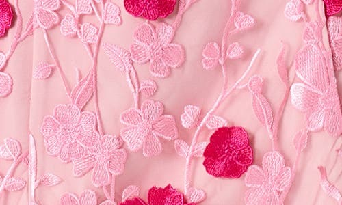 Endless Rose Embroidered 3d Appliqué Strapless Dress In Pink