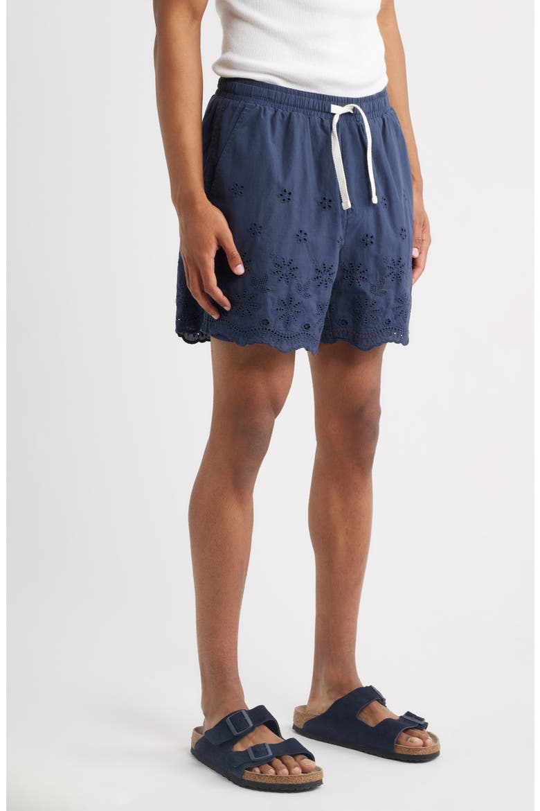 Banks Embroidered Eyelet Cotton Shorts, Alternate, color, NAVY