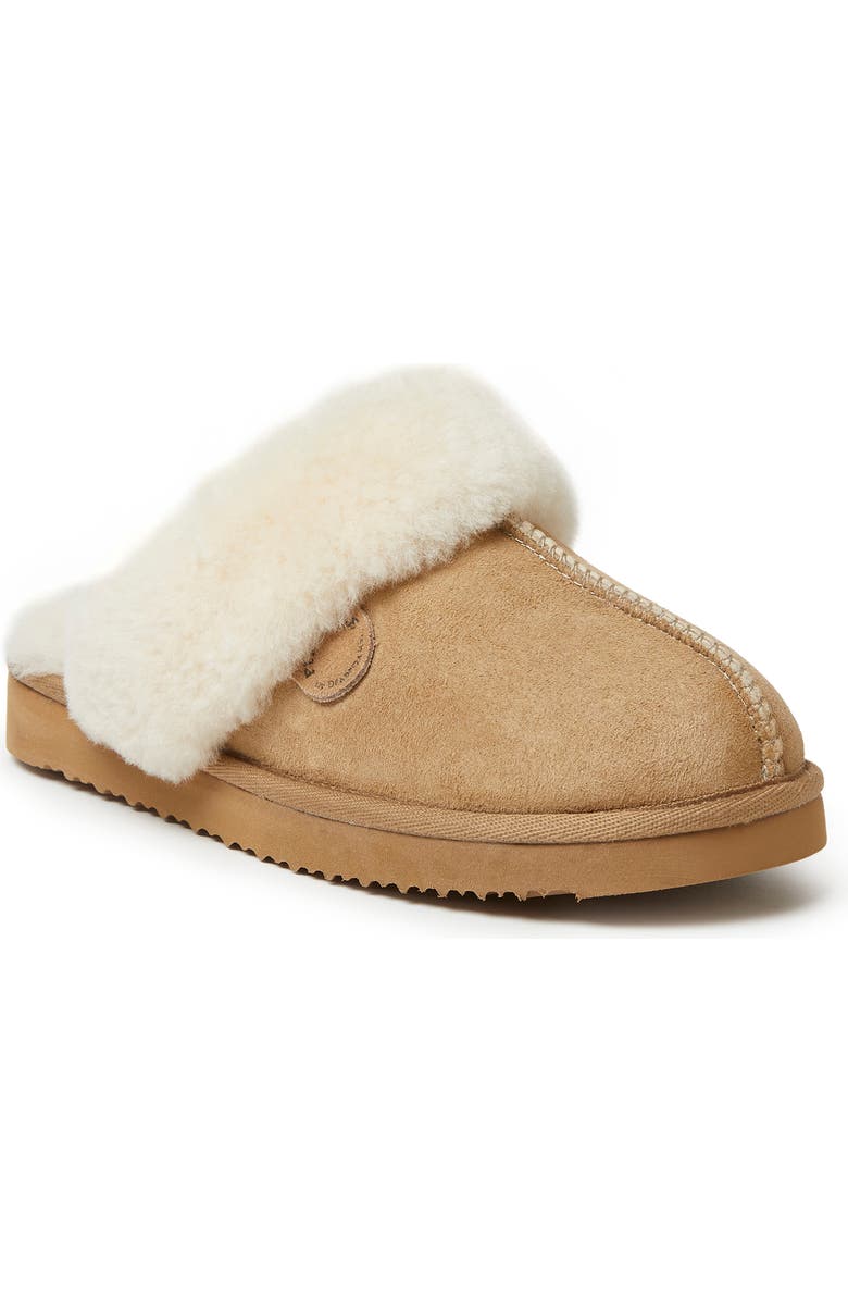 DEARFOAMS Fireside Sydney Genuine Shearling Scuff Slipper, Main, color, Driftwood