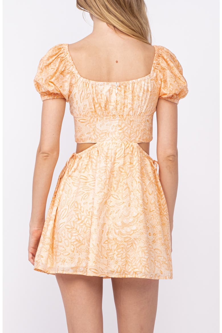 Boho Print Puff Sleeve Minidress, Alternate, color, LIGHT ORANGE