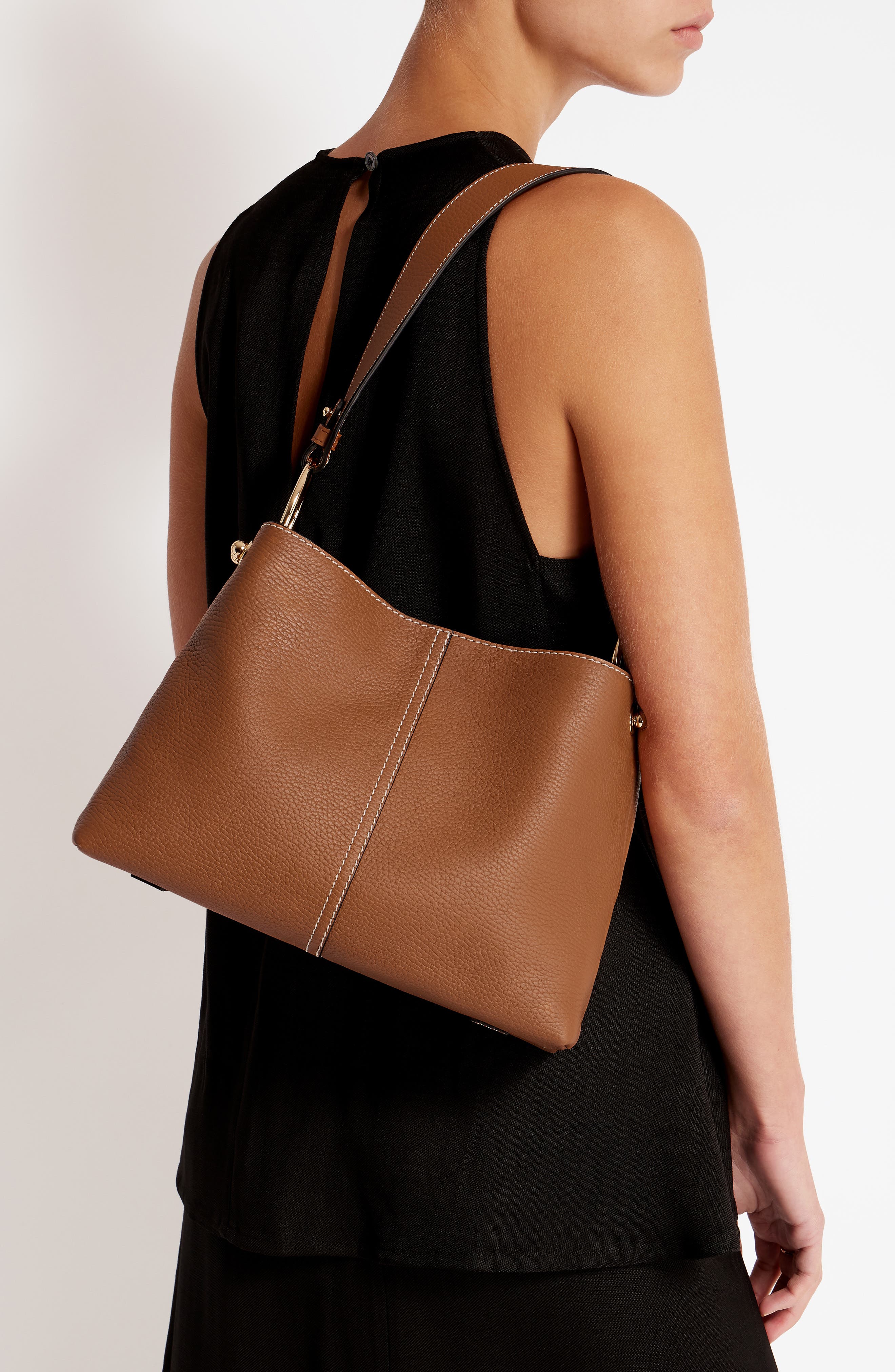 Lana Leather Hobo Bag, Alternate, color, TAN