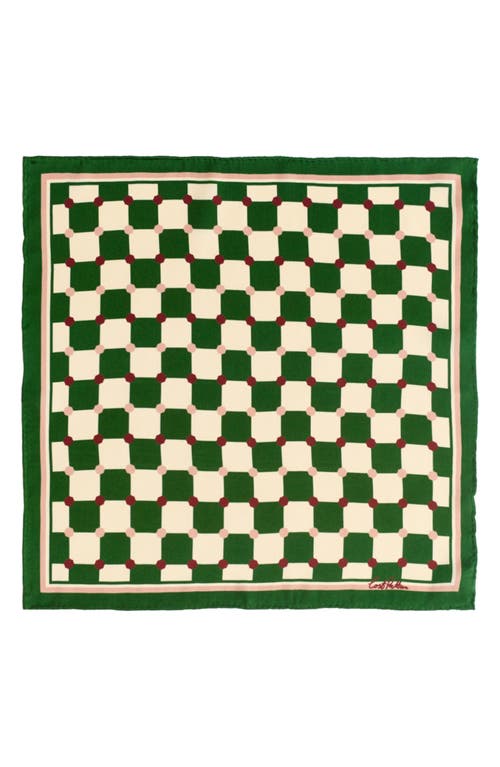 Lost Pattern Checkerboard Silk Pocket Square In Green