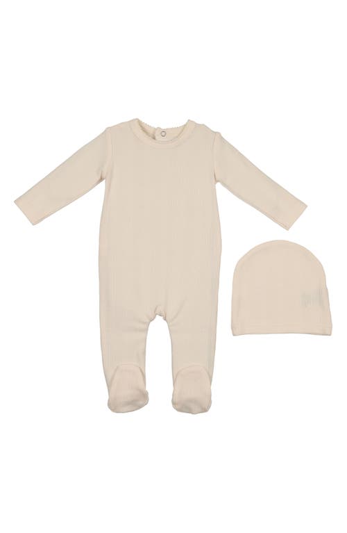 Maniere Babies' Manière Pointelle Cotton Blend Footie & Beanie Set In Neutral