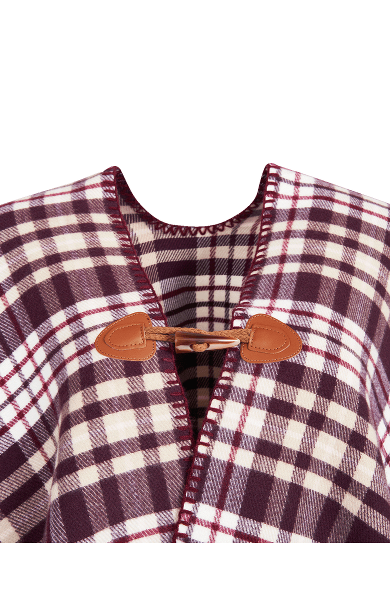Fable England Caramel & Chocolate Check Cape, Alternate, color, Caramel & Chocolate