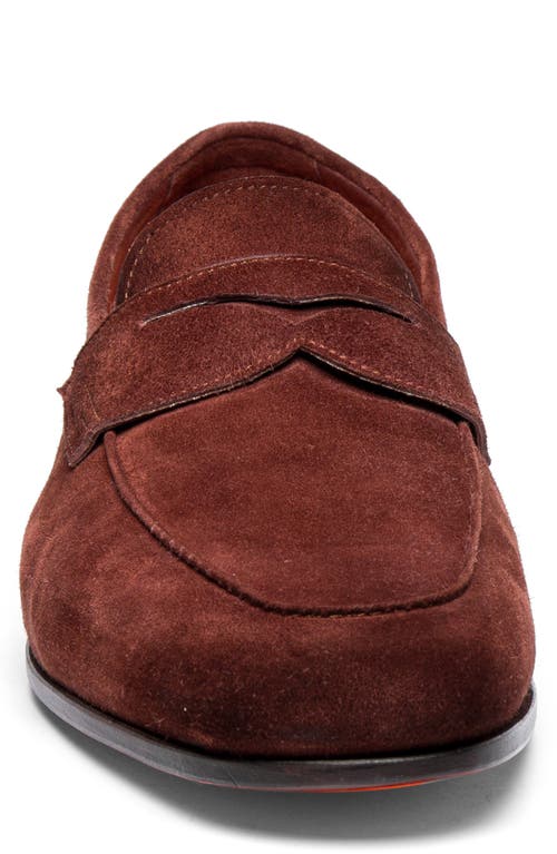 Santoni Carlos Penny Loafer In Red