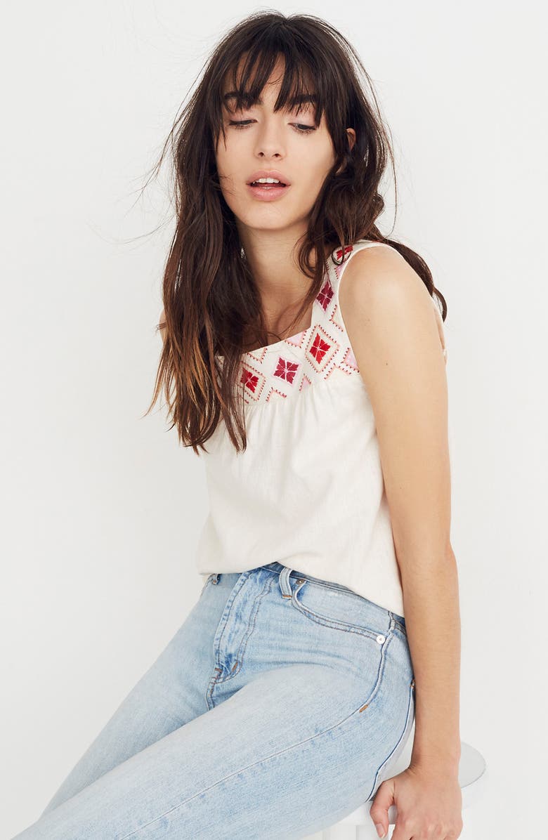 Madewell Embroidered Island Tank, Alternate, color,