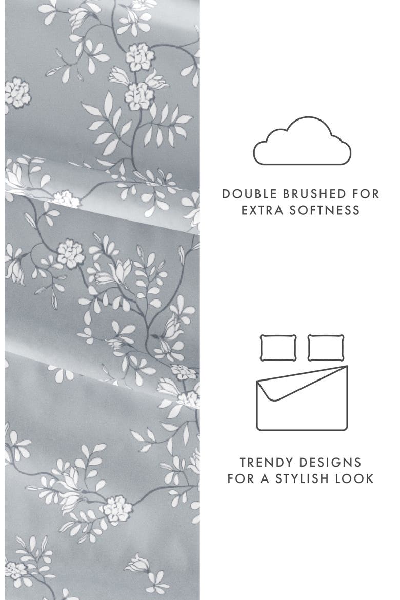 HOME SPUN Premium Ultra Soft Trellis Vine Pattern 4-Piece Bed Sheets Set, Alternate, color, LIGHT GRAY