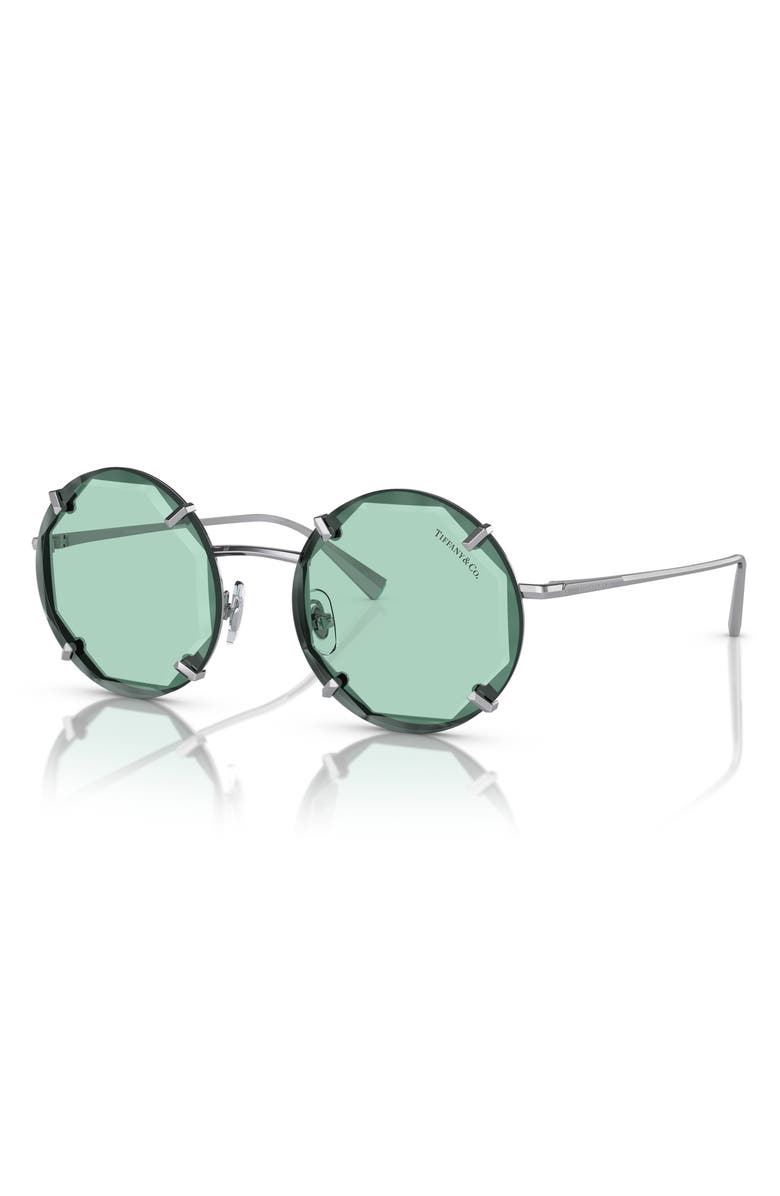 Tiffany & Co. 54mm Round Sunglasses, Alternate, color, Silver / Light Azure