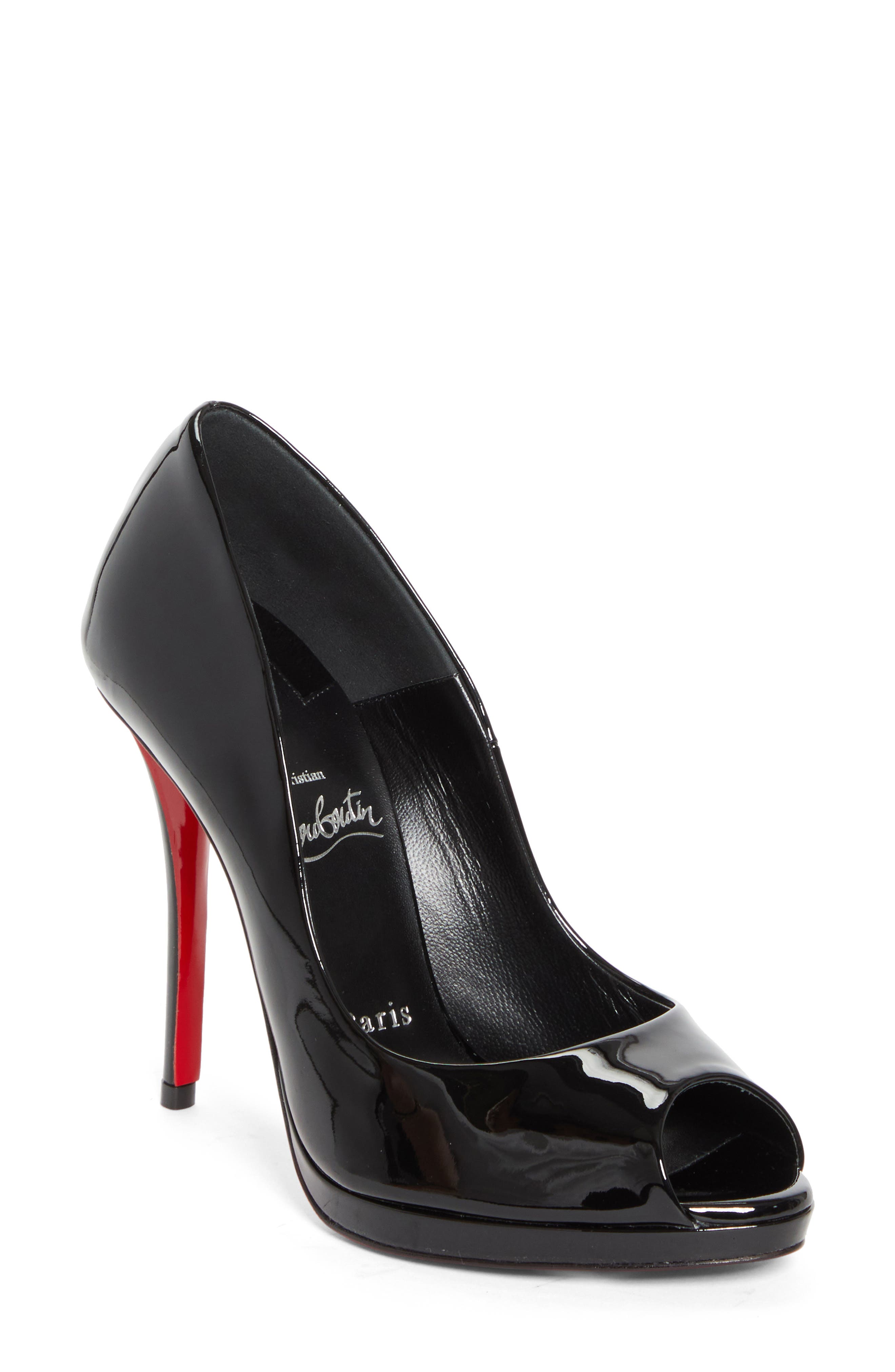 Christian Louboutin Lady Z Peep Toe Pump, Main, color, Black/ Black