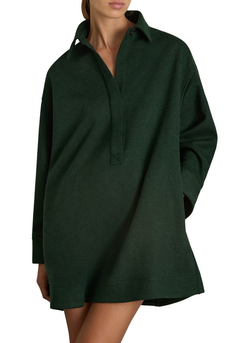 Lauren Long Sleeve Wool & Cotton Blend Minidress, Alternate, color, GREEN