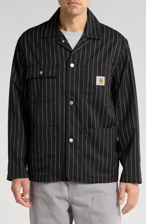 Carhartt Work In Progress Seaton Pinstripe Chore Jacket In Black