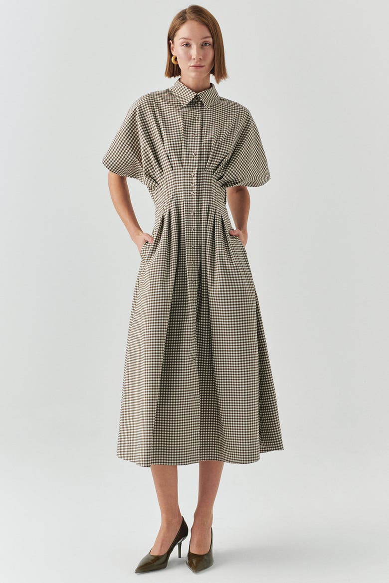 Jream Shirt Collar Midi Dress, Main, color, ECRU