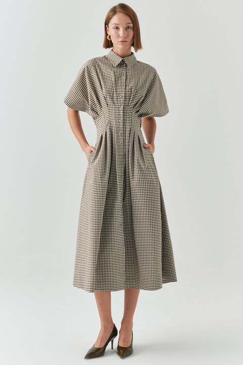 Jream Shirt Collar Midi Dress
