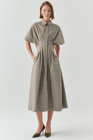 Exquise Jream Shirt Collar Midi Dress