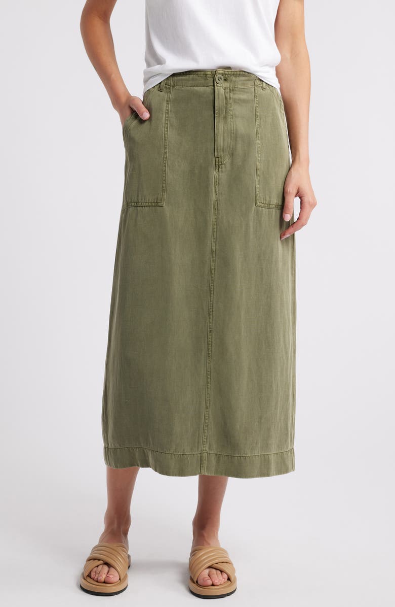 Treasure & Bond Utility Maxi Skirt, Main, color, Olive Kalamata