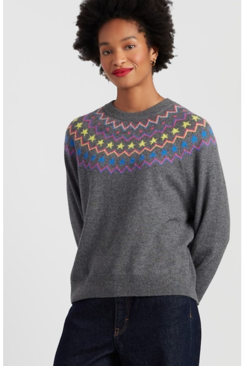 Wool Cashmere Star Yoke Sweater, Main, color, Grey
