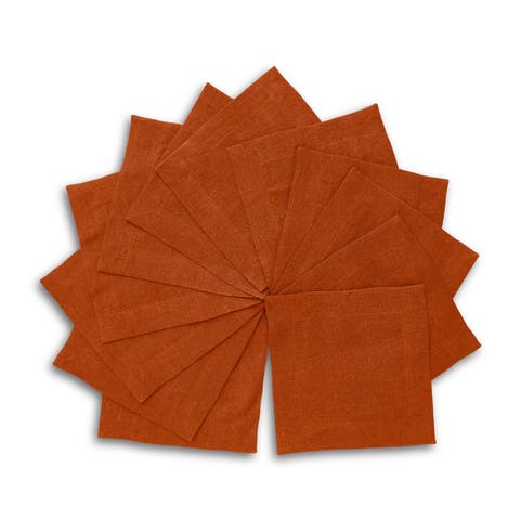 Linen Cocktail Napkins Set of 12, 6 x 6 Inch for Dining Table, Holiday and Everyday Table Decor - Sonoma
