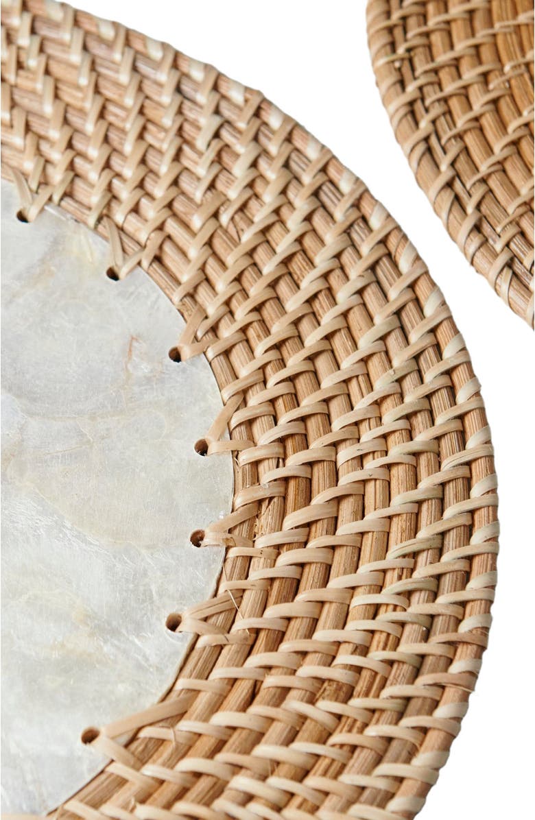 Kubo Capiz Shell Placemats With Natural Rattan - Set of 2, Alternate, color, Natural Rattan