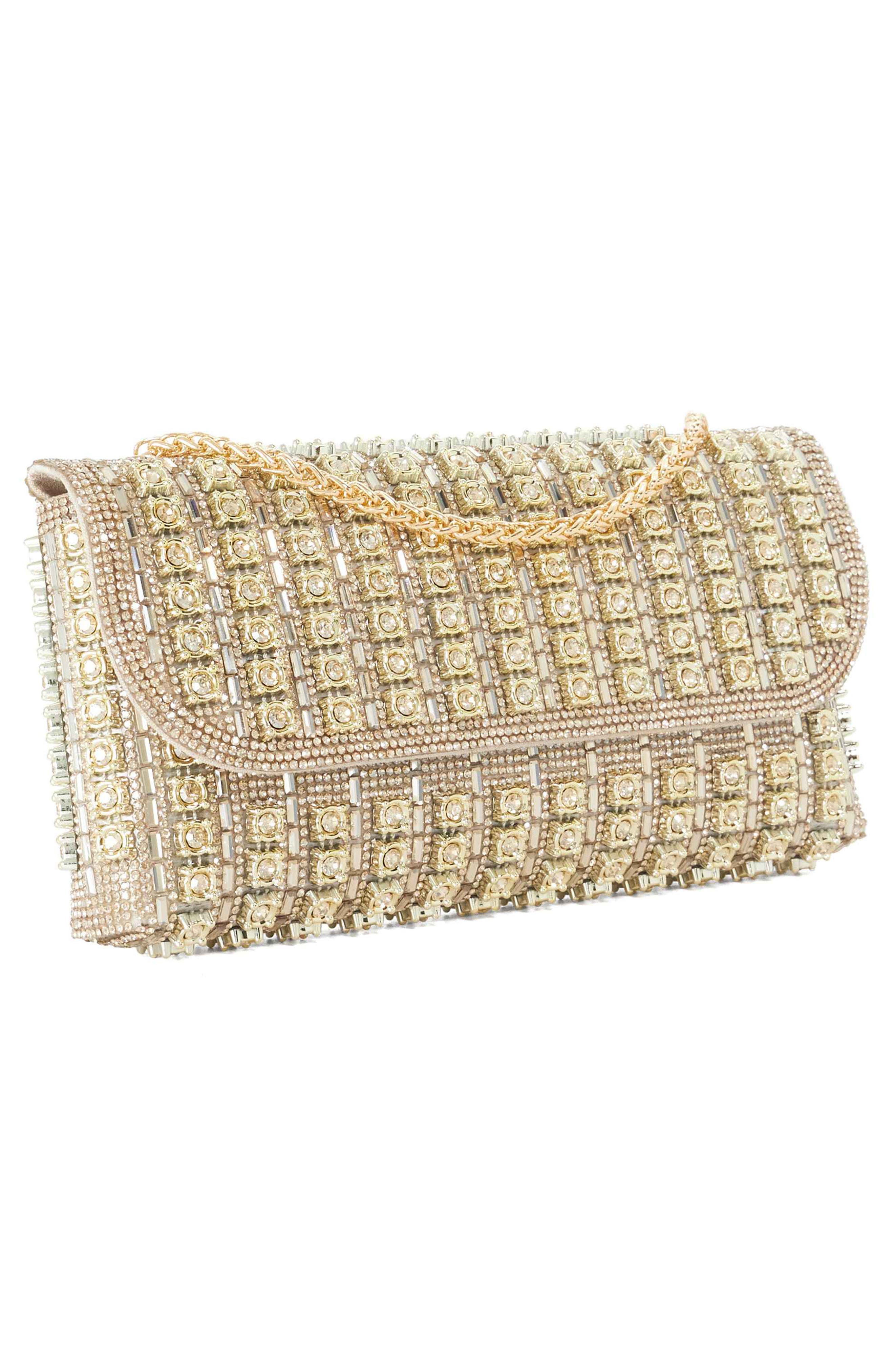 Elabourate Crystal Clutch, Alternate, color, GOLD
