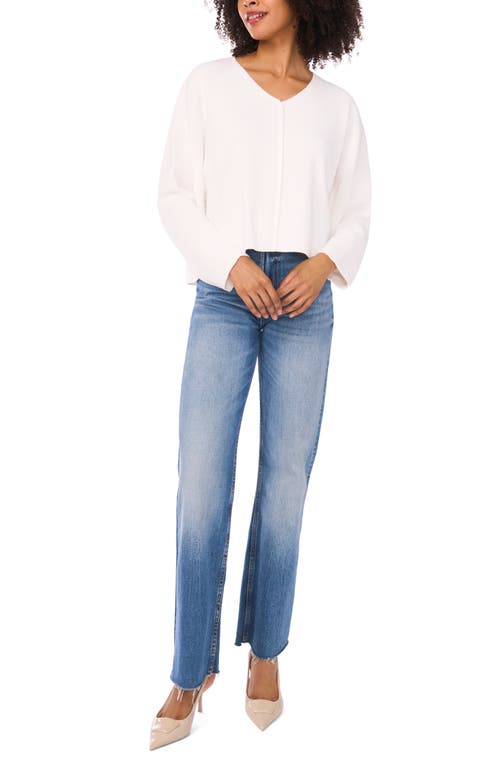 Vince Camuto Plus Womens Ribbed Trim Knit V-neck Sweater In White