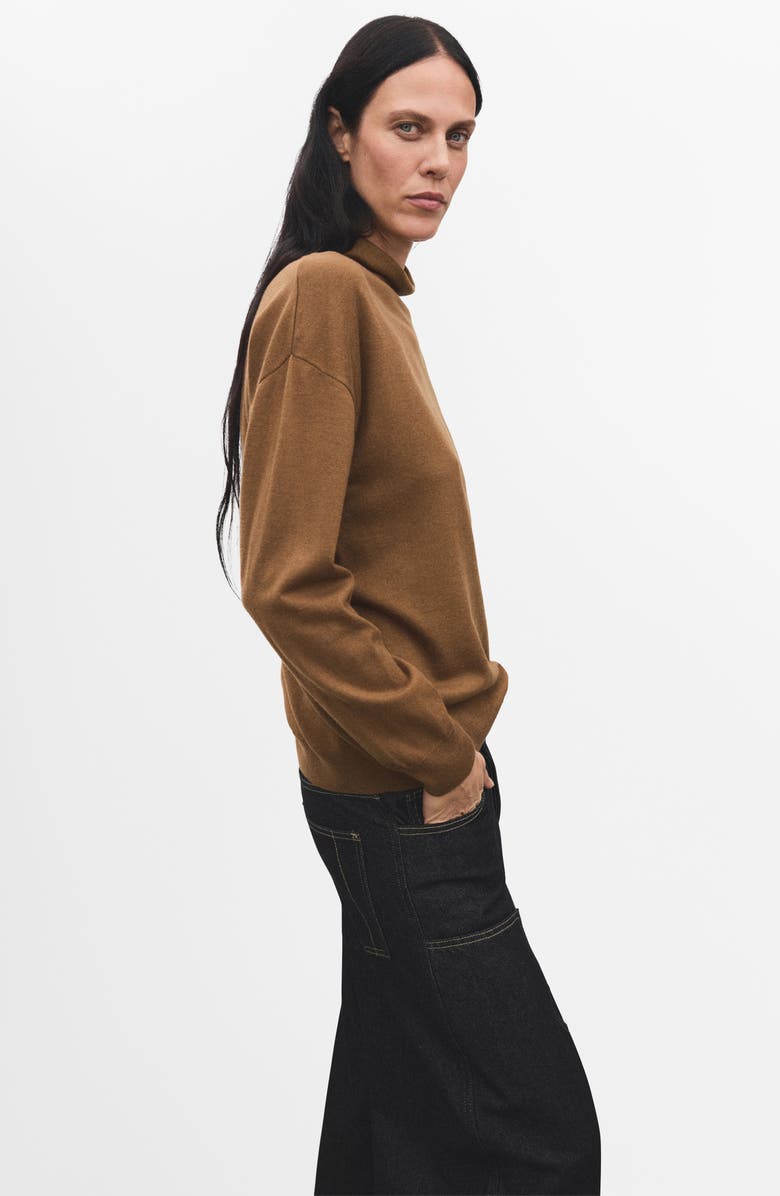 MANGO Turtleneck Sweater, Alternate, color, Tobacco Brown