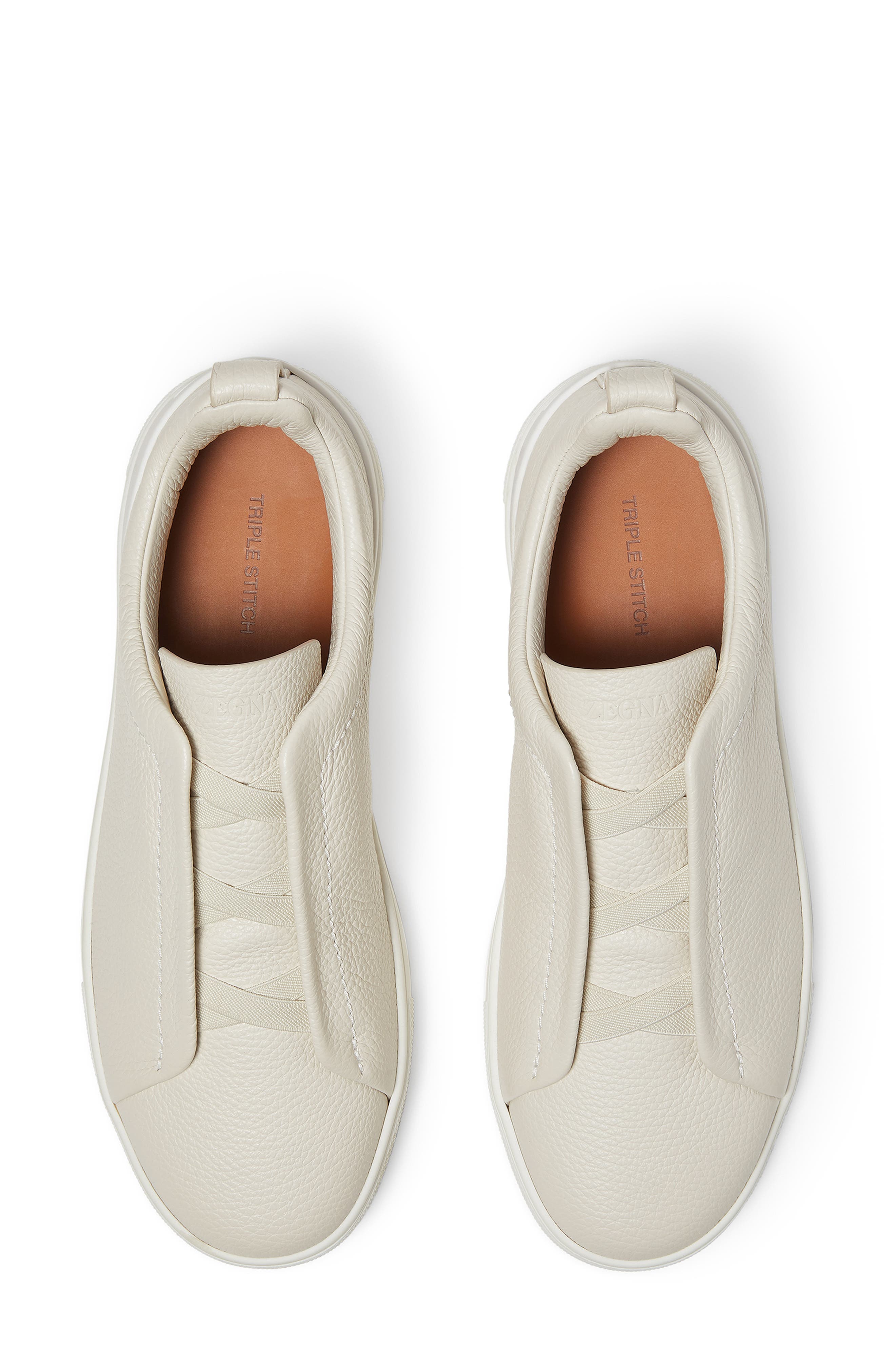 Triple Stitch™ Leather Slip-On Sneaker, Alternate, color, WHITE