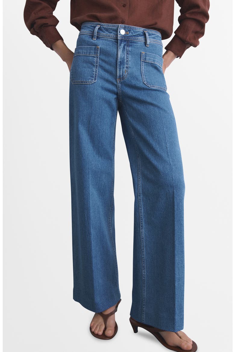 Jessie Patch Pocket Wide Leg Jeans, Main, color, MEDIUM BLUE