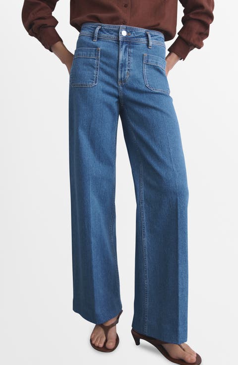 Jessie Patch Pocket Wide Leg Jeans (Regular & Plus)