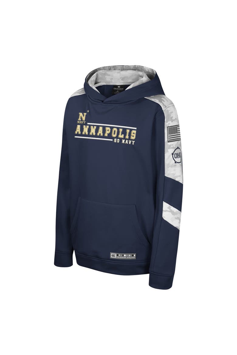 Youth Colosseum Navy Navy Midshipmen OHT Military Appreciation Cyclone Digital Camo Pullover Hoodie, Alternate, color, Navy