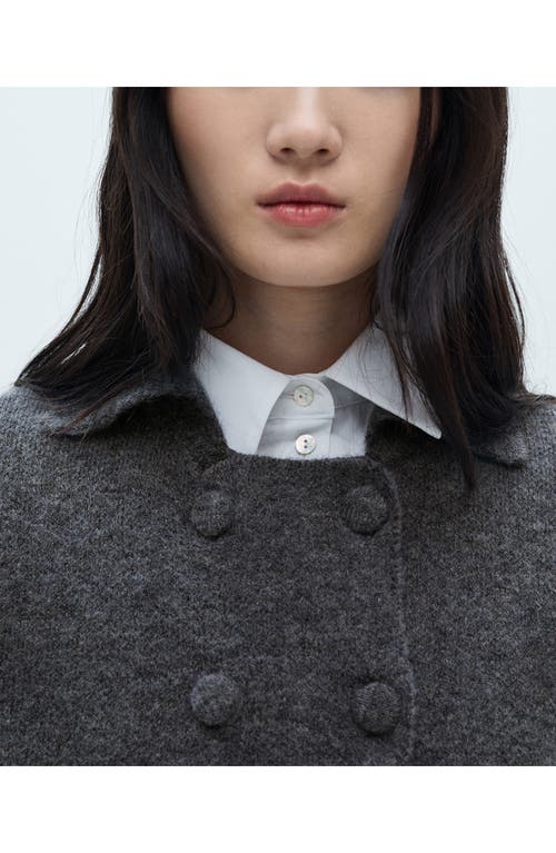 Mango Double Breasted Crop Knit Jacket In Grey