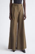 HEIRLOME Laurence Pleated Wool & Silk Wide Leg Trousers