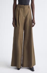 HEIRLOME Laurence Pleated Wool & Silk Wide Leg Trousers