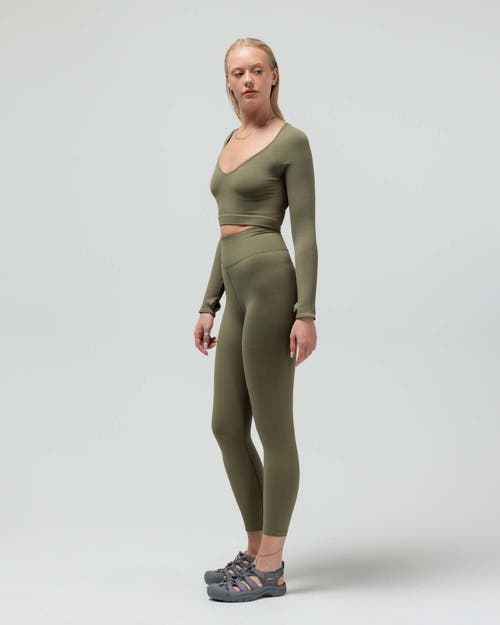 Reformer The V-neck Long Sleeve Crop Top In Green